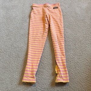 Matilda Jane Cotton Pink and Yellow Striped Leggings Ankle Bow
